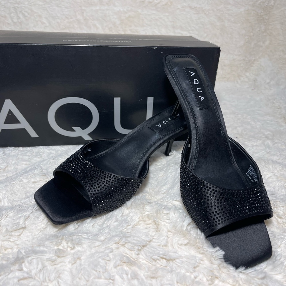 NEW- AQUA Women's Onyx Embellished Stiletto Mules Sz: 6.5